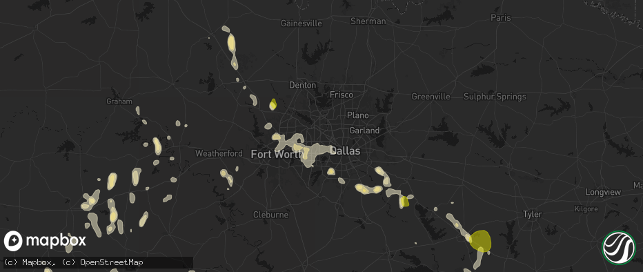 Hail map in Irving, TX on May 24, 2026