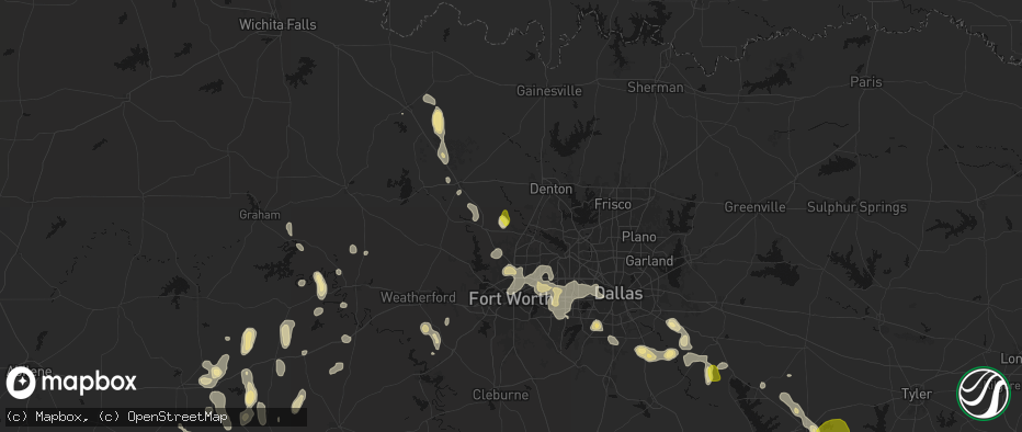 Hail map in Justin, TX on May 24, 2026