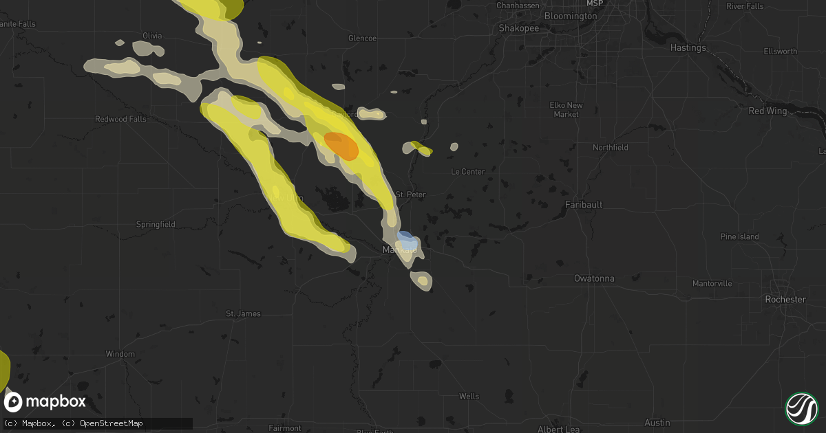 Hail map in Kasota, MN on May 24, 2026