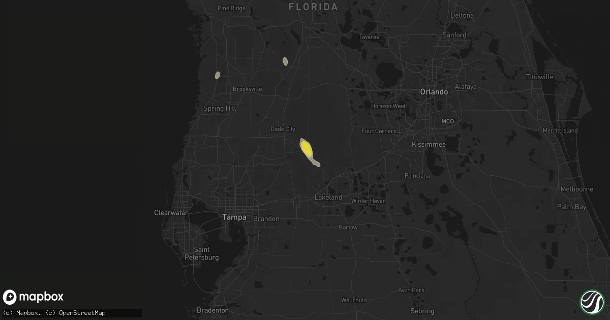 Hail map in Kathleen, FL on May 24, 2026