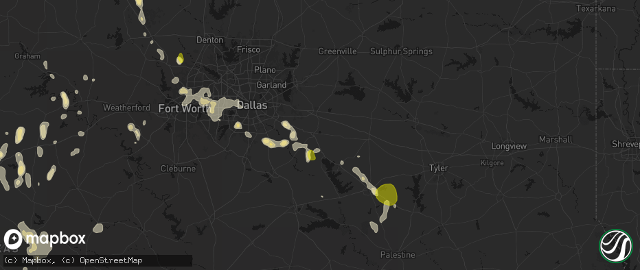 Hail map in Kaufman, TX on May 24, 2026