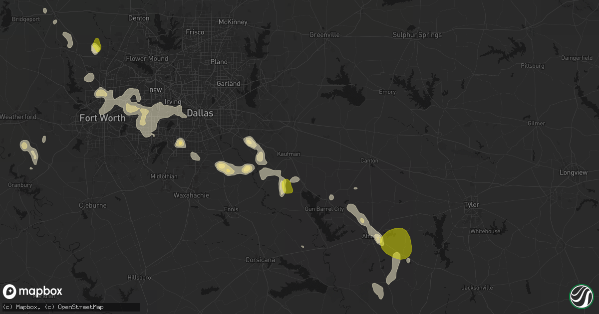 Hail map in Kaufman, TX on May 24, 2026