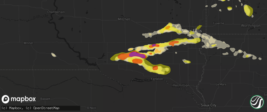 Hail map in Kaylor, SD on May 24, 2026