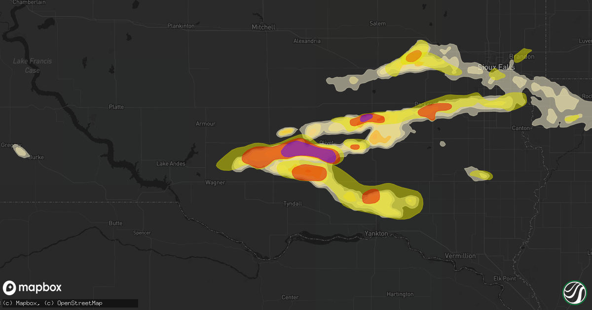 Hail map in Kaylor, SD on May 24, 2026
