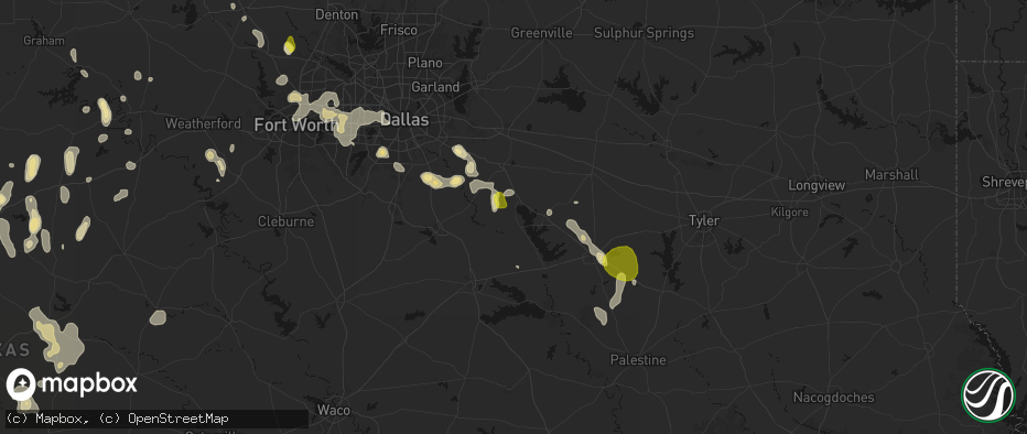 Hail map in Kemp, TX on May 24, 2026
