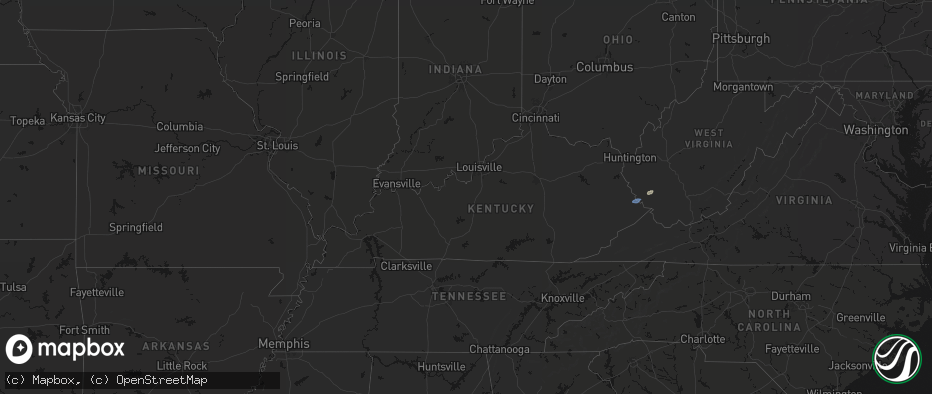 Hail map in Kentucky on May 24, 2026