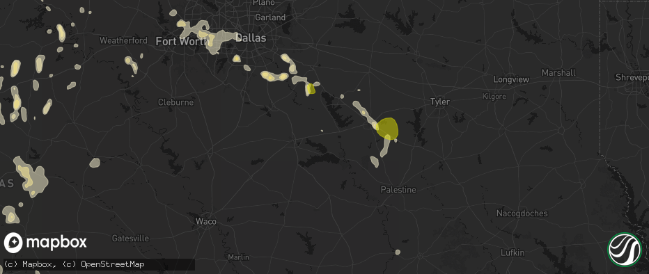 Hail map in Kerens, TX on May 24, 2026