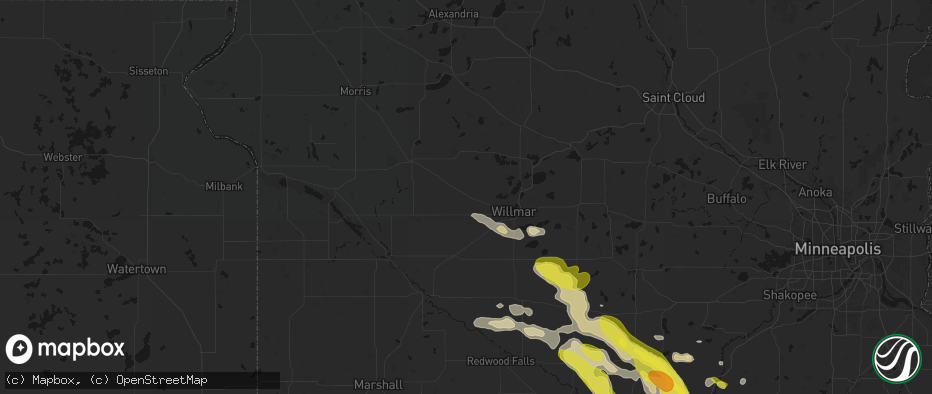 Hail map in Kerkhoven, MN on May 24, 2026