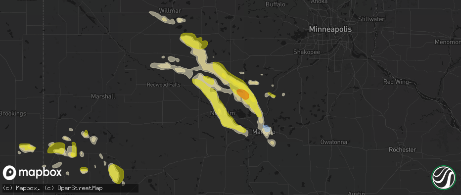 Hail map in Lafayette, MN on May 24, 2026
