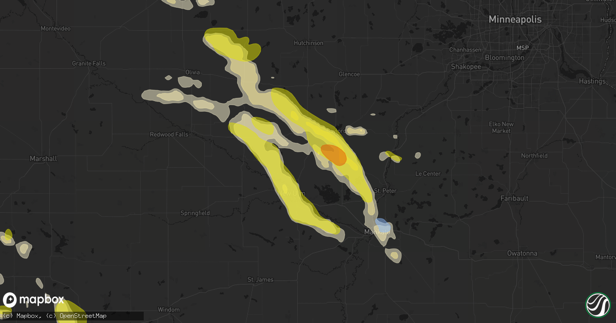 Hail map in Lafayette, MN on May 24, 2026