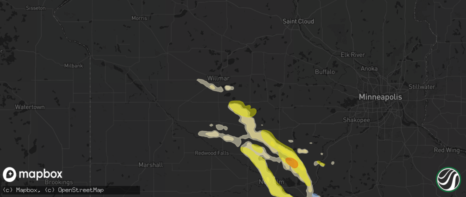 Hail map in Lake Lillian, MN on May 24, 2026