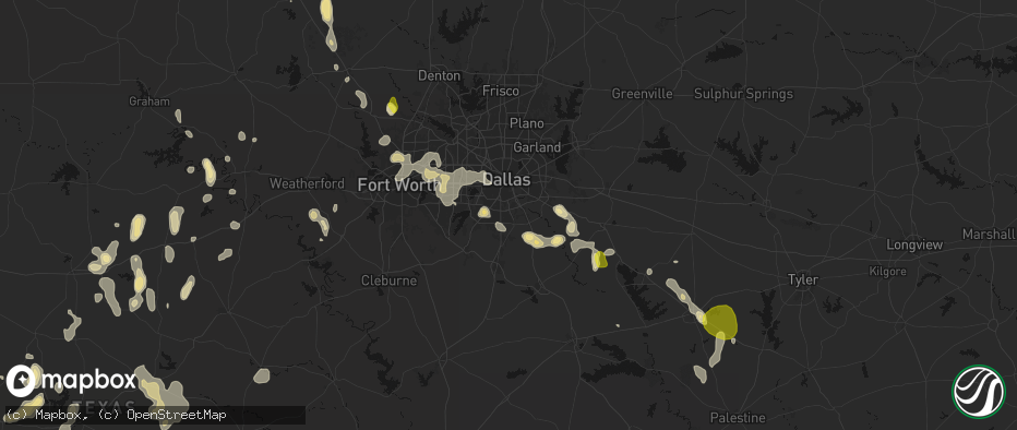 Hail map in Lancaster, TX on May 24, 2026