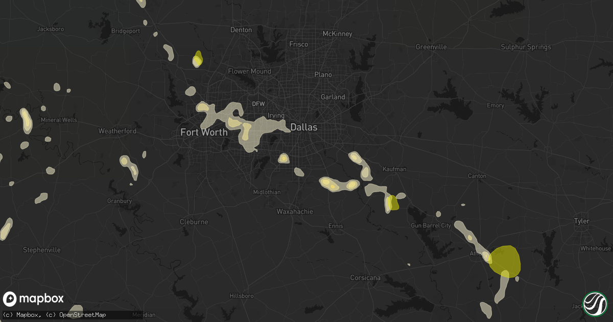Hail map in Lancaster, TX on May 24, 2026