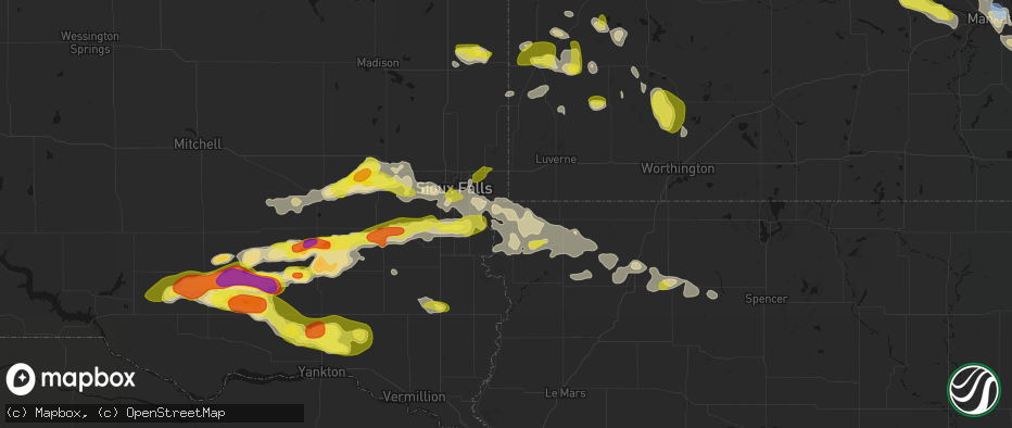 Hail map in Larchwood, IA on May 24, 2026
