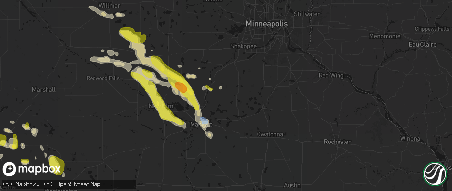 Hail map in Le Center, MN on May 24, 2026
