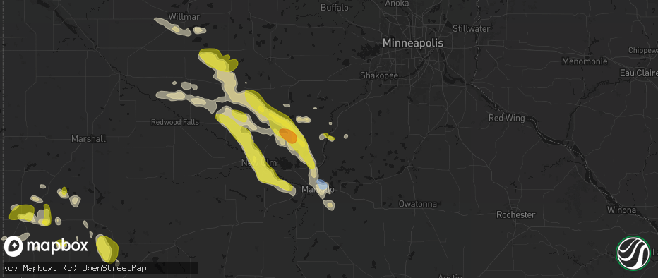 Hail map in Le Sueur, MN on May 24, 2026