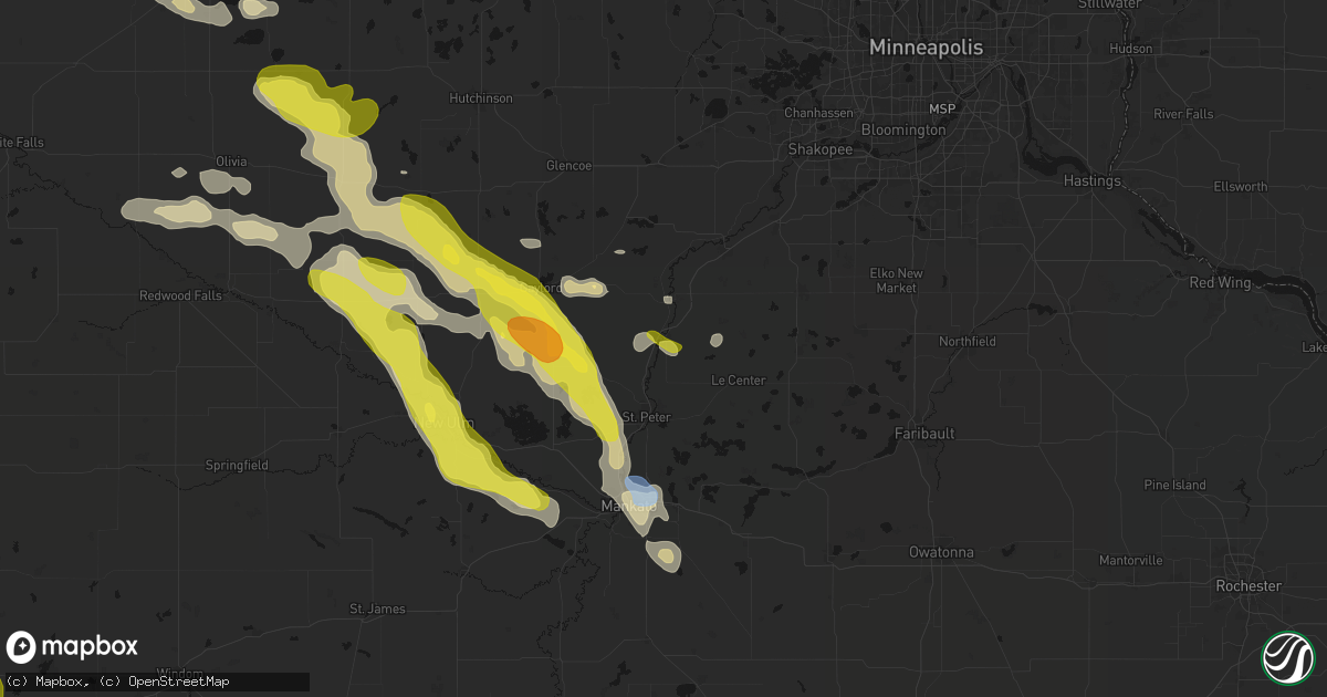Hail map in Le Sueur, MN on May 24, 2026