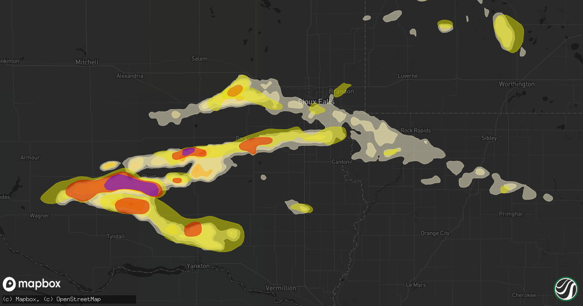 Hail map in Lennox, SD on May 24, 2026