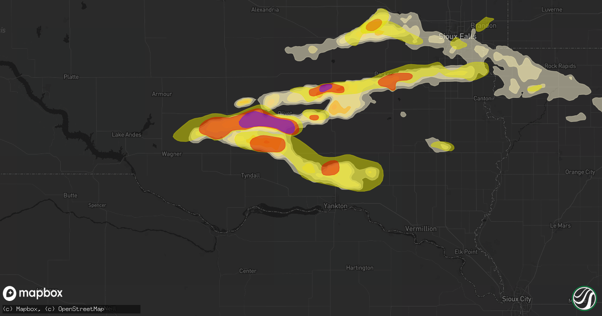 Hail map in Lesterville, SD on May 24, 2026