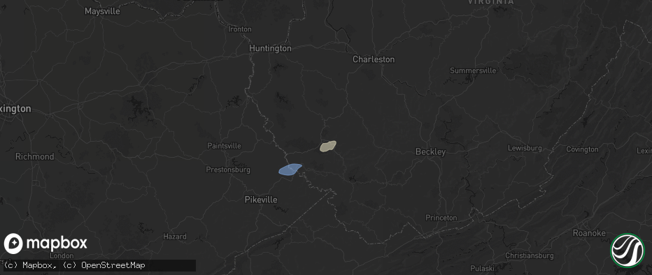 Hail map in Logan, WV on May 24, 2026