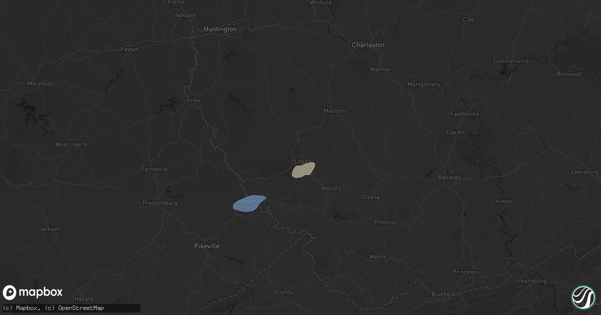 Hail map in Logan, WV on May 24, 2026