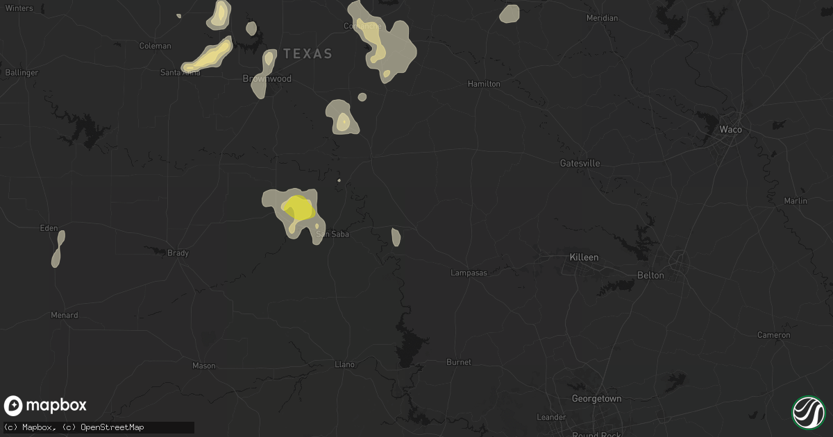 Hail map in Lometa, TX on May 24, 2026