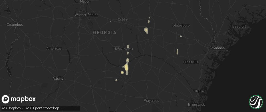 Hail map in Lumber City, GA on May 24, 2026