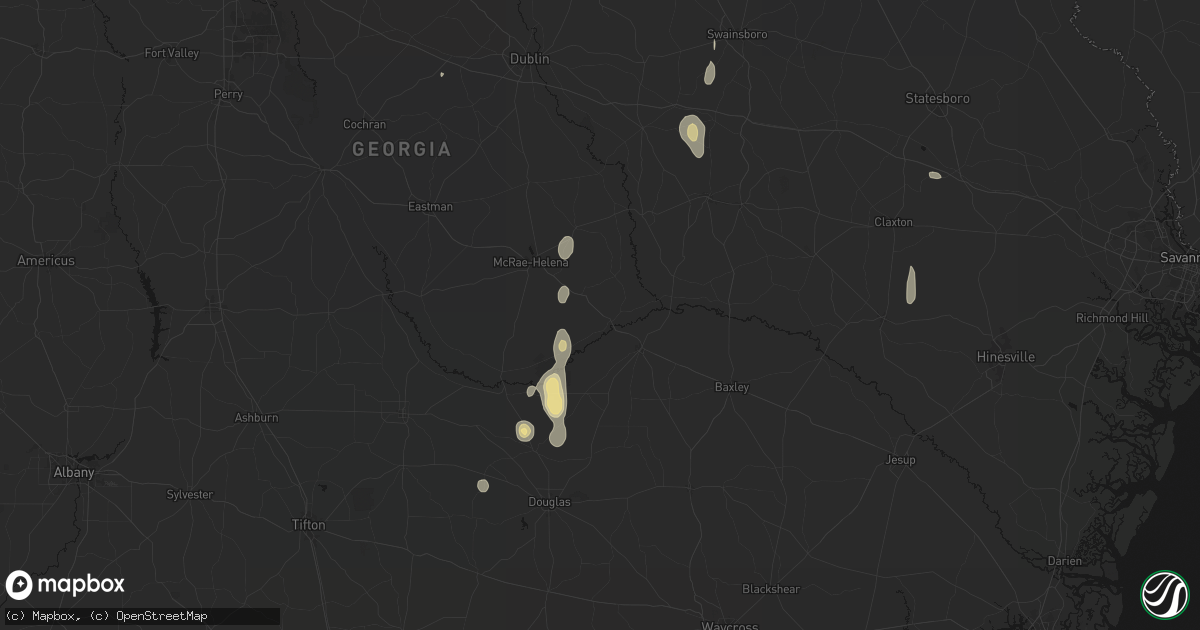 Hail map in Lumber City, GA on May 24, 2026