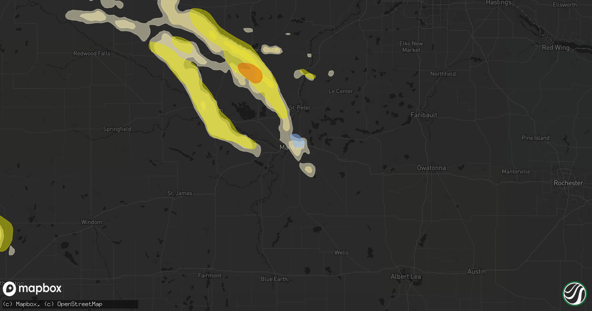 Hail map in Mankato, MN on May 24, 2026