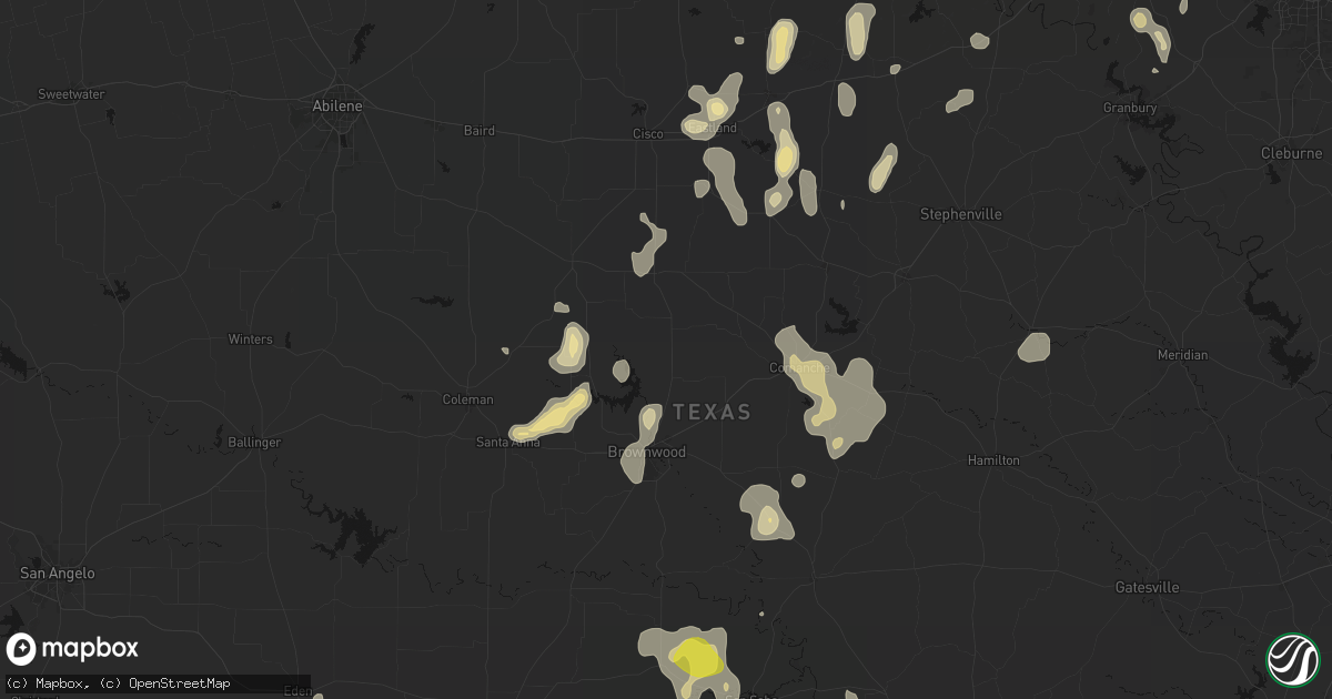 Hail map in May, TX on May 24, 2026