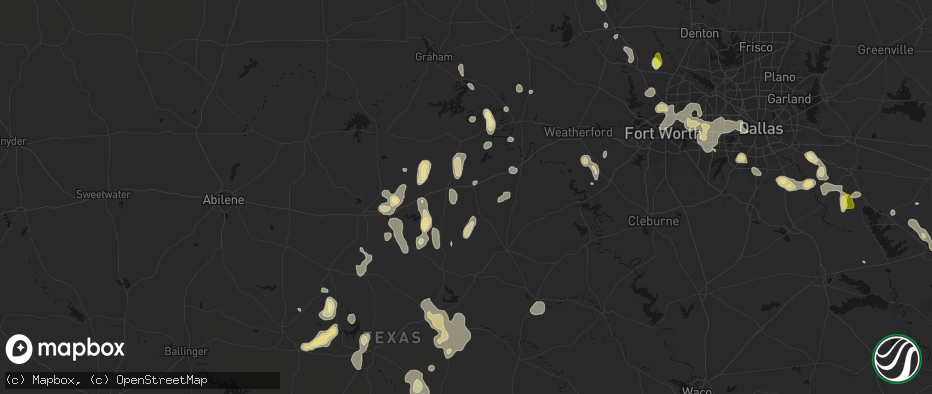 Hail map in Mingus, TX on May 24, 2026