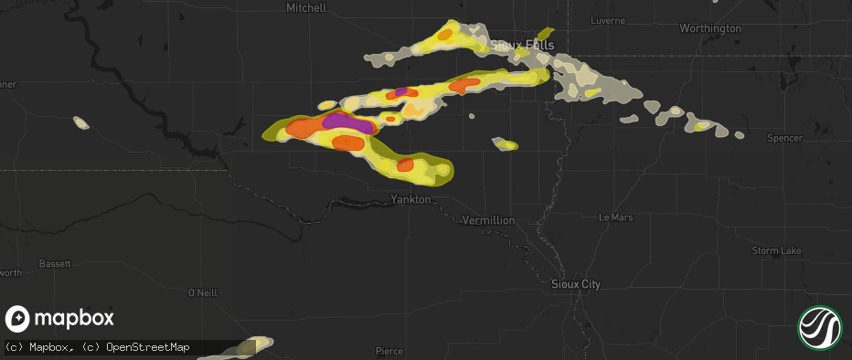 Hail map in Mission Hill, SD on May 24, 2026