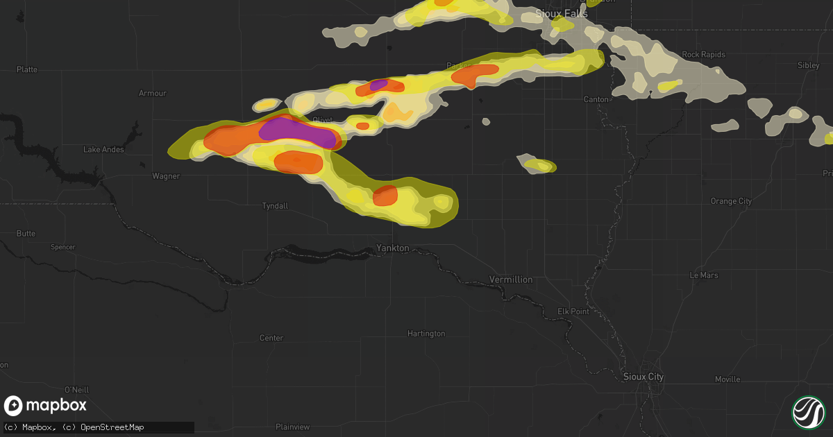 Hail map in Mission Hill, SD on May 24, 2026