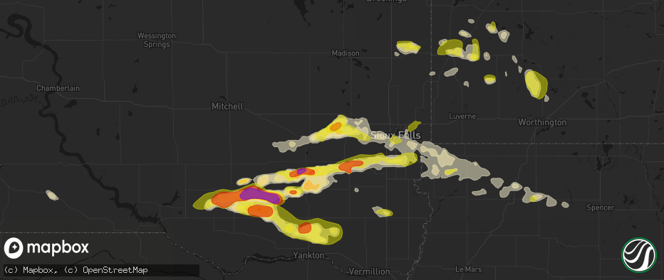 Hail map in Monroe, SD on May 24, 2026