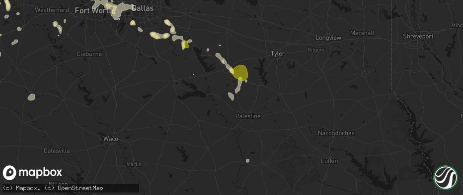 Hail map in Montalba, TX on May 24, 2026