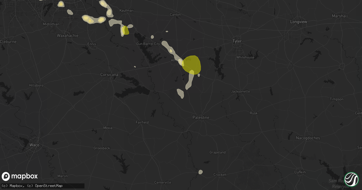 Hail map in Montalba, TX on May 24, 2026