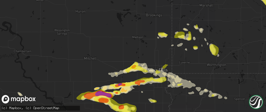 Hail map in Montrose, SD on May 24, 2026
