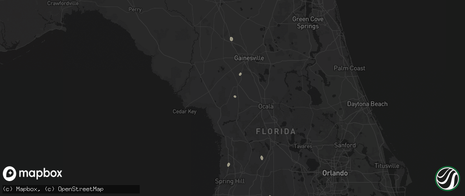 Hail map in Morriston, FL on May 24, 2026