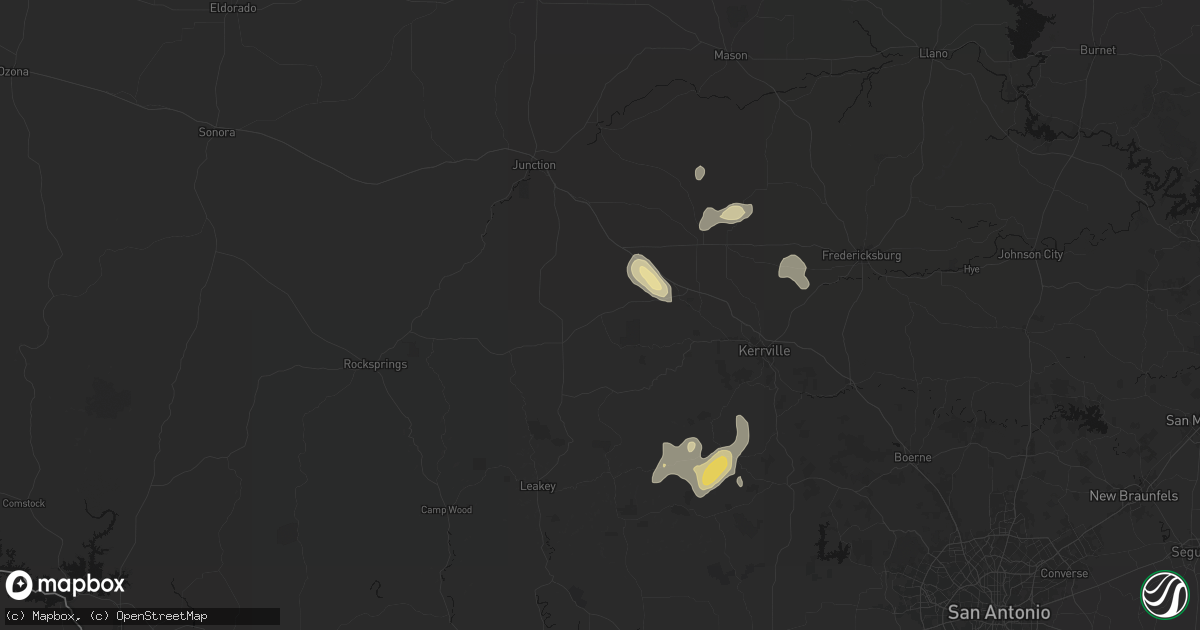 Hail map in Mountain Home, TX on May 24, 2026