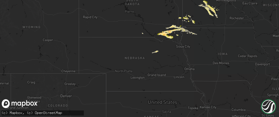 Hail map in Nebraska on May 24, 2026