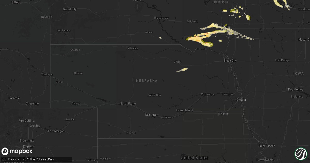 Hail map in Nebraska on May 24, 2026