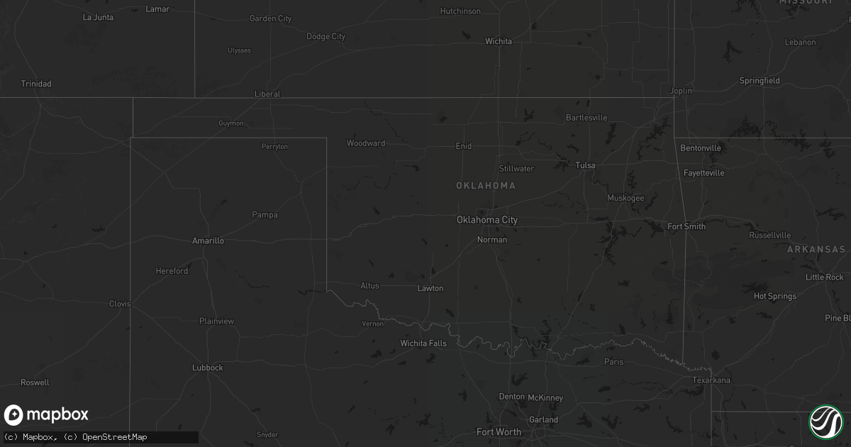 Hail map in Oklahoma on May 24, 2026