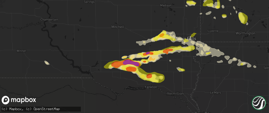 Hail map in Olivet, SD on May 24, 2026