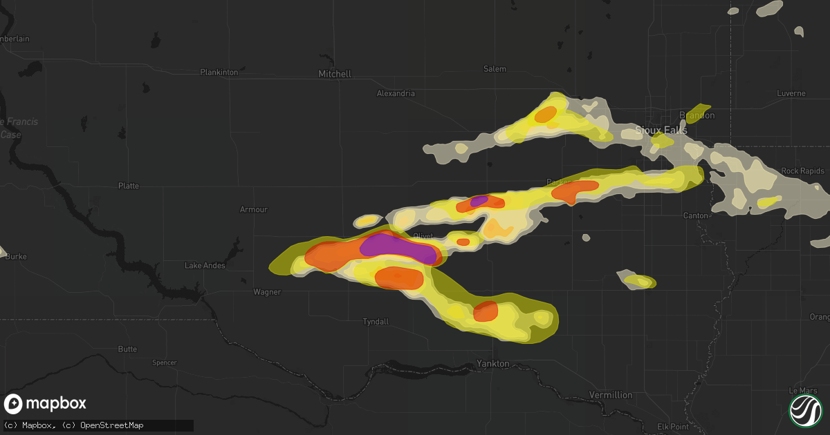 Hail map in Olivet, SD on May 24, 2026