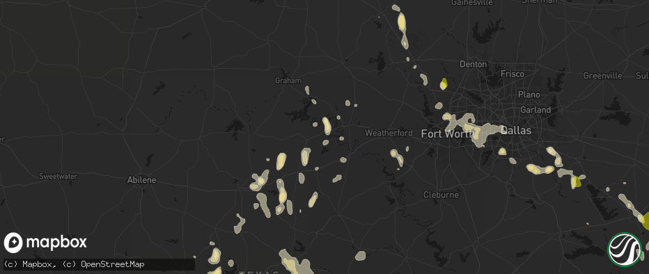 Hail map in Palo Pinto, TX on May 24, 2026
