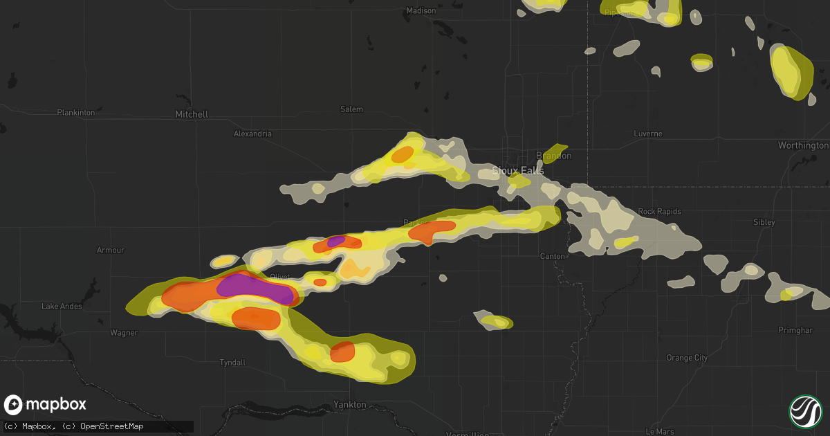 Hail map in Parker, SD on May 24, 2026