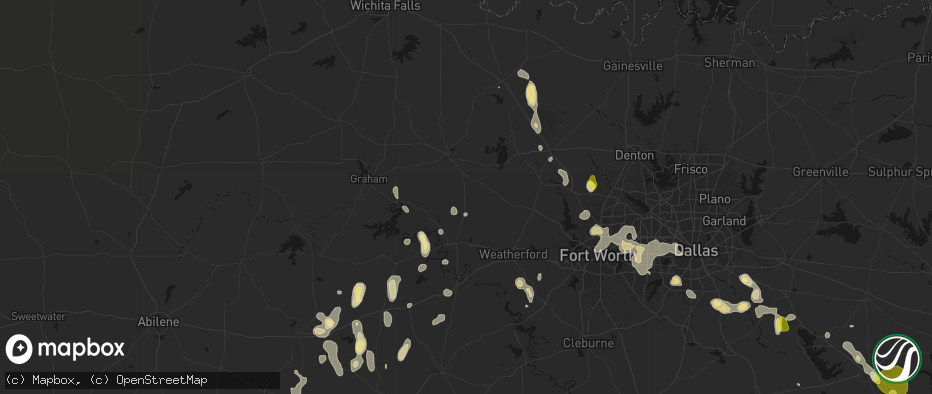 Hail map in Perrin, TX on May 24, 2026