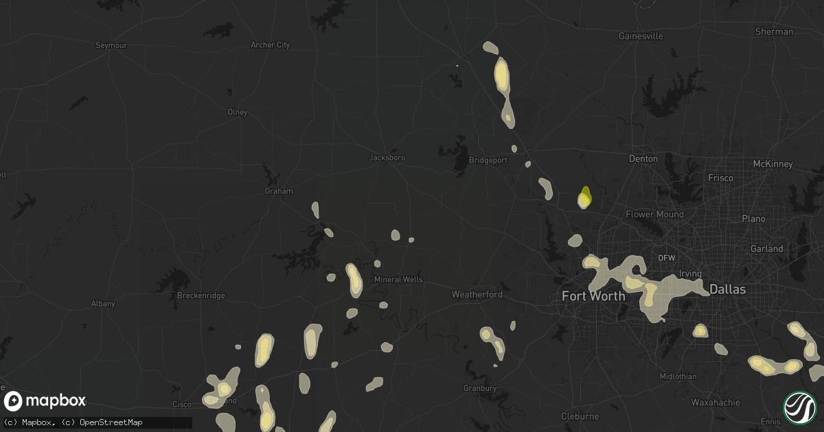 Hail map in Perrin, TX on May 24, 2026