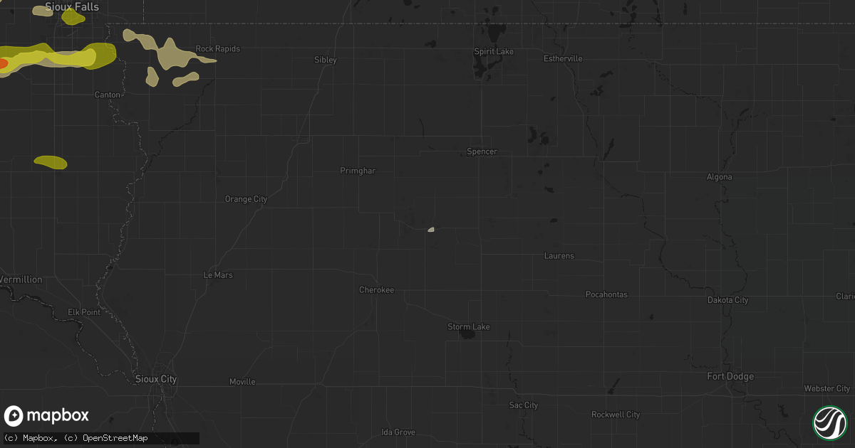 Hail map in Peterson, IA on May 24, 2026