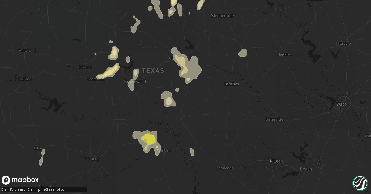 Hail map in Priddy, TX on May 24, 2026